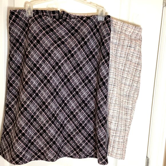 2 Women's Vintage Style Plaid Pencil Knee Length Skirt Lined Y2K - Picture 1 of 11
